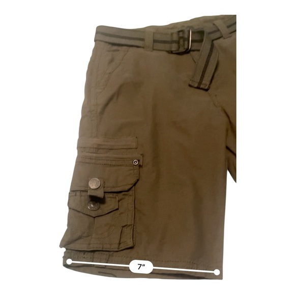 Swiss Cross cargo green olive Boys shorts 7 many pockets belt zip button - Picture 8 of 15